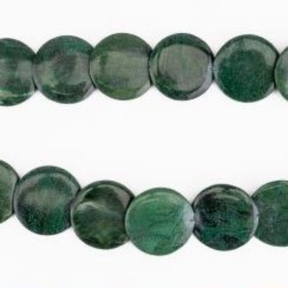Vintage Malachite Stone Disk Necklace 18" - Picture 2 of 2